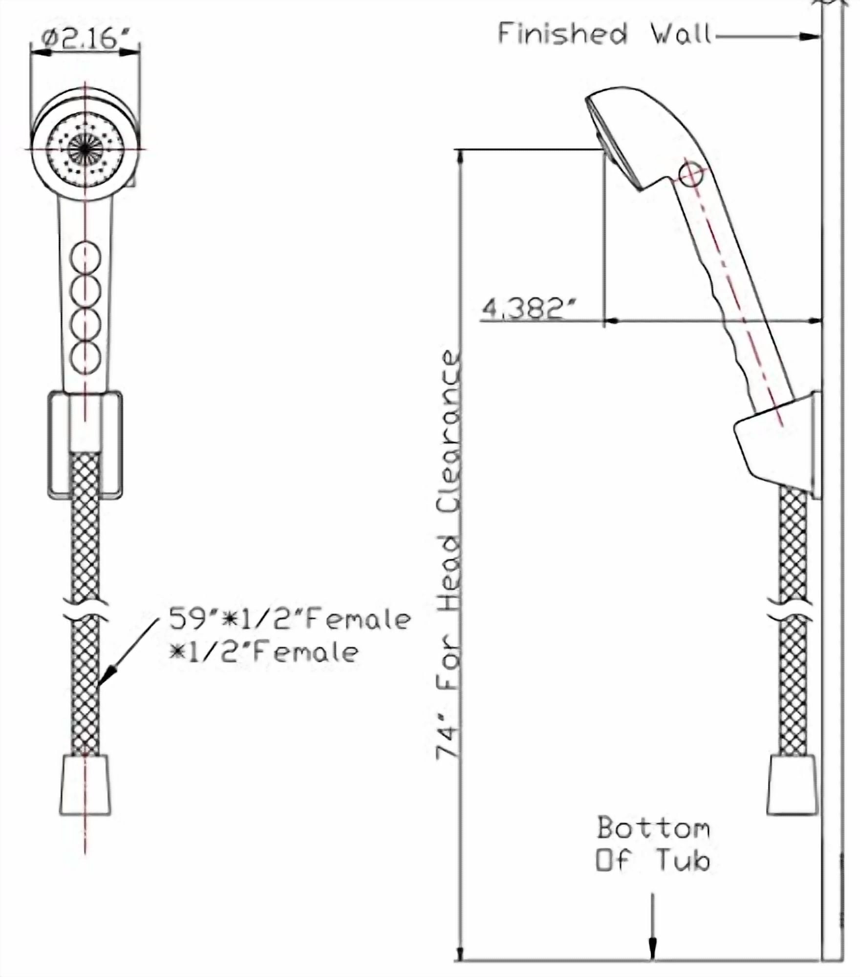 Dura Faucet (DF-SA130-BQ) RV High Pressure Shower Head and 60-inch Hose Kit - Water-Saving Trickle Switch (Bisque Parchment)