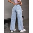 thumbnail image 6 of Aellinatey Women High Waist Wide Leg Jeans Spring Summer Denims Pants Bows Palazzo Pants, 6 of 12