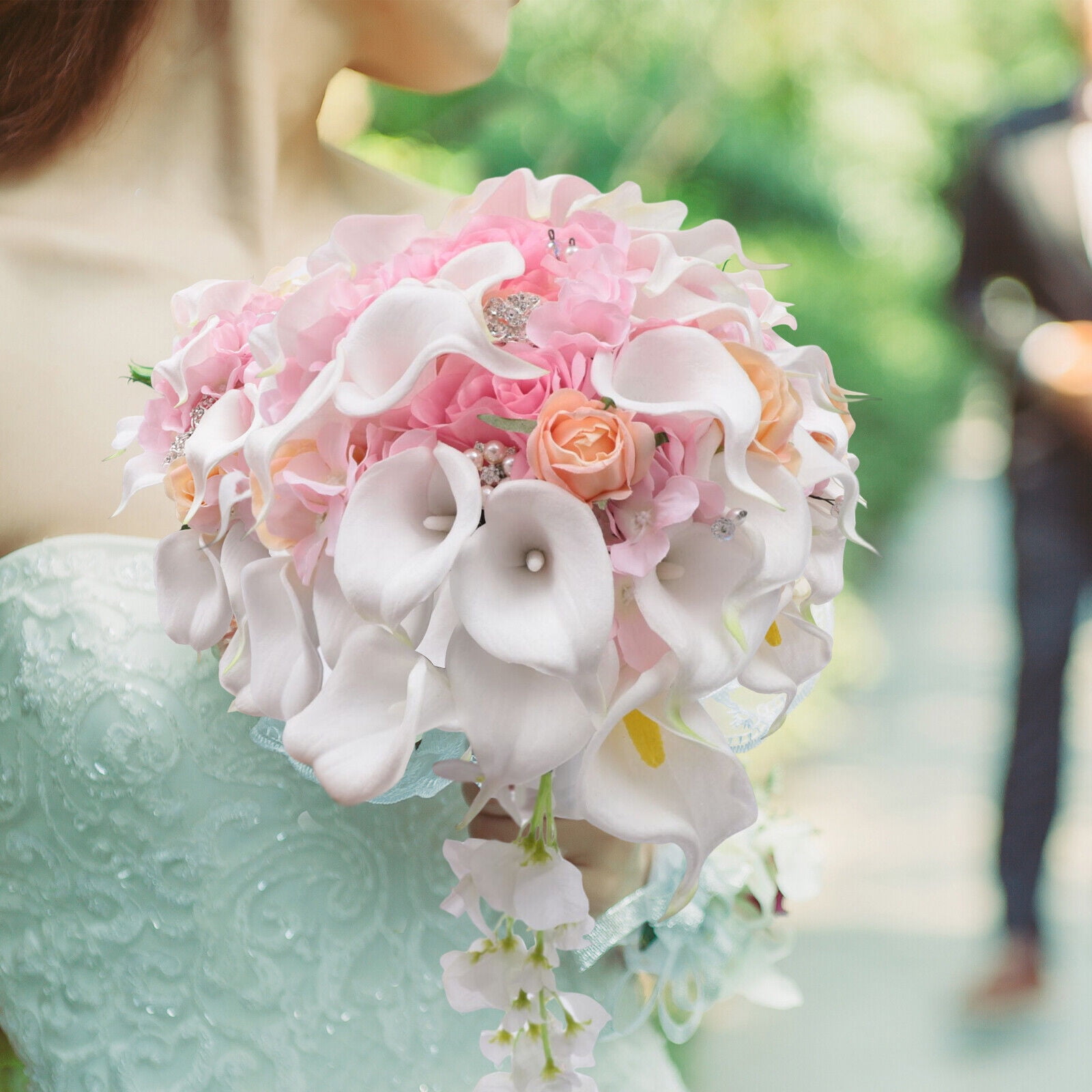 Choose Calla Lily Color Blush Calla Lily Bouquet With Burlap and Ivory  Lace, Calla Lily Bridal Bouquet, Bridesmaid, Wedding, Pearls 