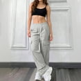 thumbnail image 5 of Ailaofu Cargo Sweatpants for Women Baggy Wide Leg Sweatpants with Pockets Palazzo Lounge Pants Winter Athletic Pants, 5 of 7