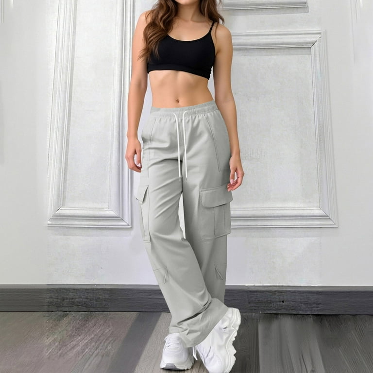 Cargo Sweatpants for Womens Lace-Up Elastic Waist Sweat Pants