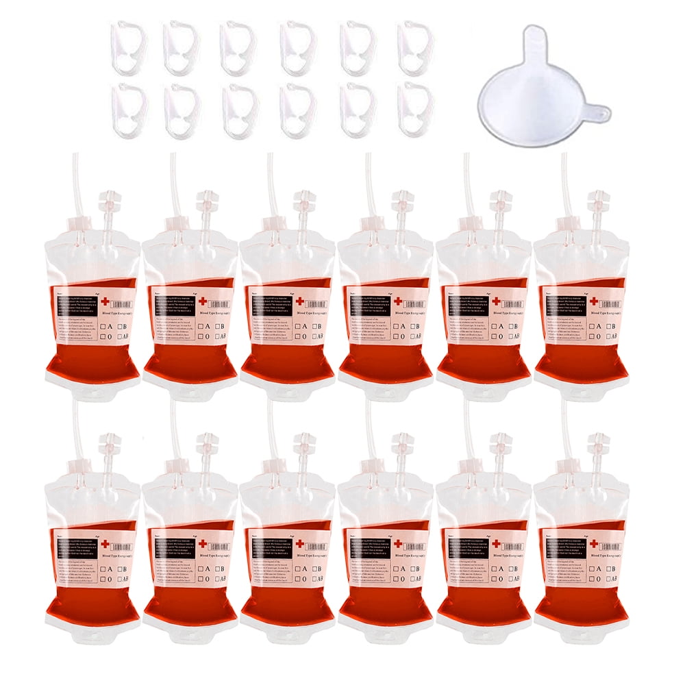 Everso Blood Bag for Drinks,Drink Pouches,IV Blood Bags Pack of 12