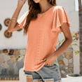 thumbnail image 7 of Brglopf Women Summer Tunic Tops Casual Crew Neck Ruffle Short Sleeve Blouse Solid Hollow out Dressy T Shirts, 7 of 7