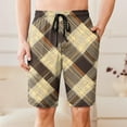thumbnail image 2 of BXJX Mens Plaid Shorts With Pockets- Drawstring Elastic Waist Fashion Casual Summer Shorts Khaki Size M, 2 of 7