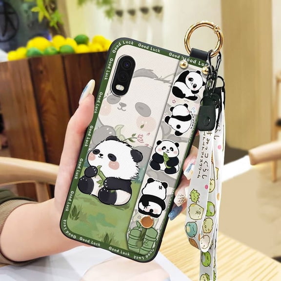 HBH-Phone Case For Samsung Galaxy Xcover Pro, Anti-knock Fashion Design Lanyard Wrist Strap Soft case Dirt-resistant Cartoon Durable Shockproof Cute Silicone Waterproof Ring Protective