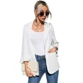 thumbnail image 4 of OYang Women's Loose Blazer Jackets , 3/4 Bell Sleeve Button Blazers with Pockets for Office Work Suit White S, 4 of 7
