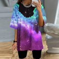 thumbnail image 2 of Camiseta estampada a la moda para mujer, blusa de manga corta, cuello redondo, camisetas informales Pompotops hfajkhk137001, 2 of 7