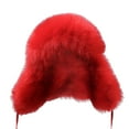 thumbnail image 3 of Women's Faux Fur Trapper Hat with Ear Flaps, Winter Warm Ski Hat with Plush Lining, Cold Weather Ear Protection Hat for Snow Activities, Soft Thermal Winter Hat for Outdoor Sports Red, 3 of 3