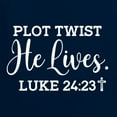 thumbnail image 5 of Wild Bobby Plot Twist He Lives Luke 24:23 Inspirational/Christian Women Slim Fit Junior Tee, Navy, Large, 5 of 5