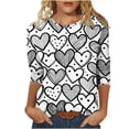 thumbnail image 2 of Hauts pour Femmes T-Shirt à Manches 3/4 à Imprimé Cœur de la Saint-Valentin à Col Rond Noir G, 2 of 6
