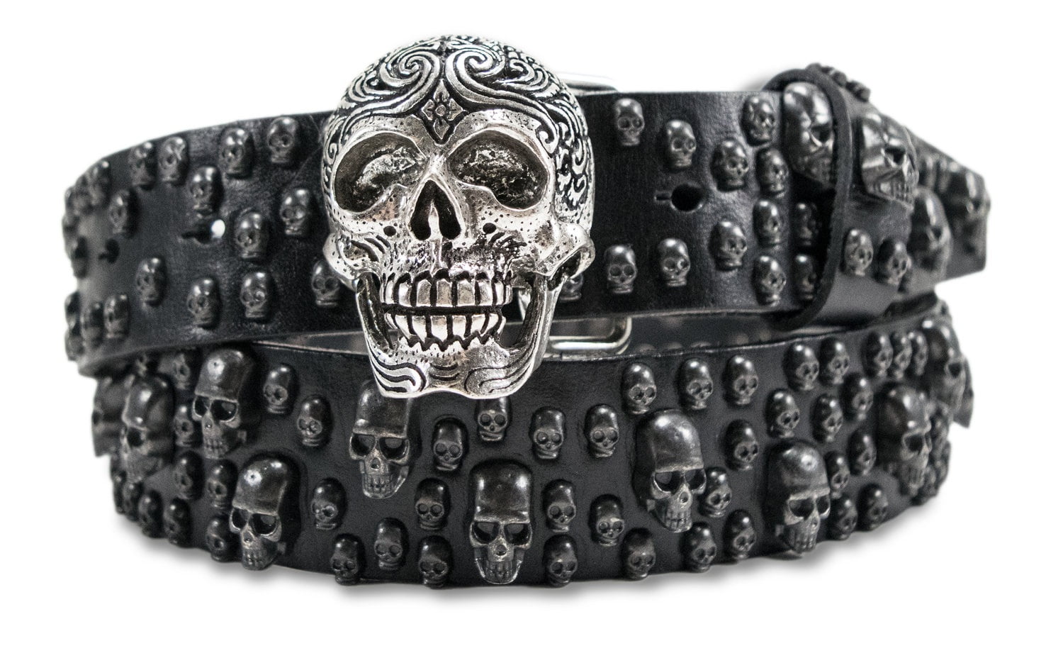 Bill Lavin Leather Skulls Belt Black 