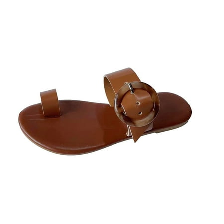 

Summer Saving Clearance! Kukoosong Flat Sandals for Women Women Flats Flip Flops Open Toe Comfortable Shoes Non-Slip Causal Women s Sandals Brown 43