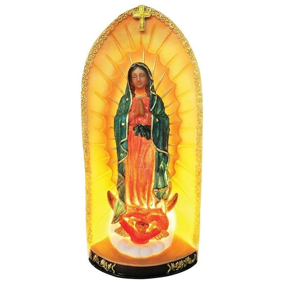 9.5 Inch Lady of Guadalupana with Light Statue Religious Decorative Light Guadalupe Lamp