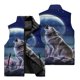 thumbnail image 3 of Chaqueta sin mangas con cremallera y bolsillo con cuello alto de nuevo estilo, con estampado de lobo en 3D, para deportes al aire libre, viajes, correr, chaleco cálido resistente al viento, 3 of 5