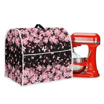 ZIATUBLES Kitchen Mixer Dust Cover Washable Appliance Cover with Front Storage Pockets Washable Kitchen Decor Accessories Compatible with 4.5-5 Quart, Butterfly Peach Blossom