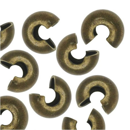 Antique Brass Crimp Bead - Crimp Bead Covers, Clamshell 5mm, 50 Pieces, Antiqued Brass