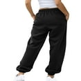 thumbnail image 3 of CNKOO Women Autumn Casual Pants Solid Color Drawstring Elastic-Waist Long Trousers with Pockets M, 3 of 4