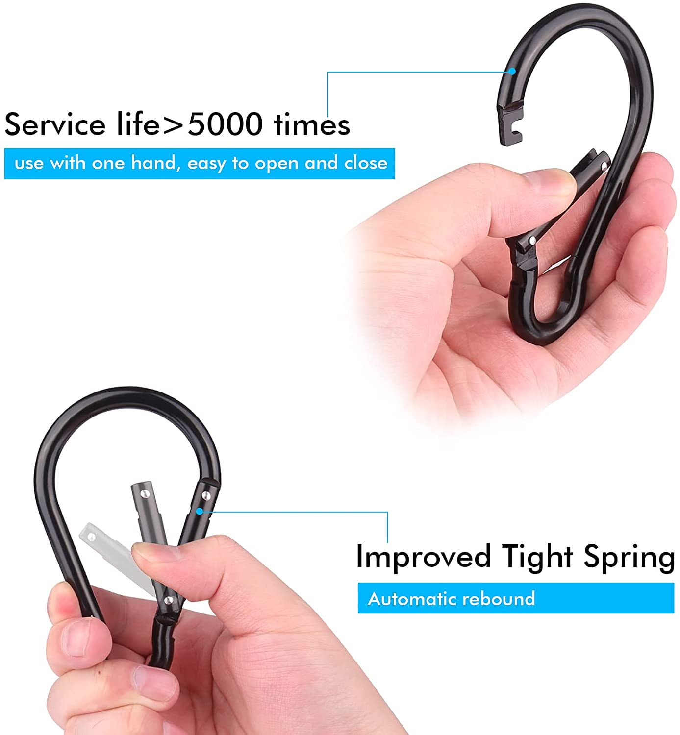 Carabiner Caribeaner Clip,Extra Large 4" Aluminum Carabeaner Keychain Hook,Spring Snap Key Chain Clip