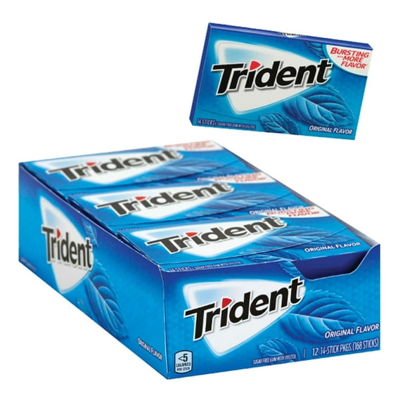 Trident Original Flavor Sugar-Free Gum, 12 Packs (168 Sticks)