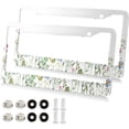 thumbnail image 2 of GZHJMY Meadow Flowers Pattern License Plate Frames 2PCS Car License Plate Holder with Screw Parts Cover Set Automotive Car Accessories Decor for Universal US Vehicles, 2 of 7