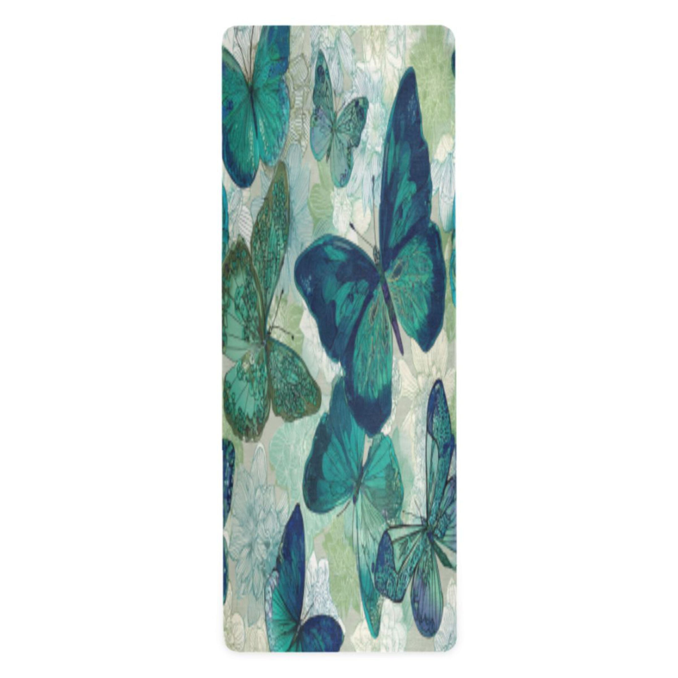 BZSMCE Yoga Mat Women Fitness Mat Jade Winged Butterfly Ballet Pattern