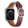 thumbnail image 2 of Slim Leather Band Compatible with Apple Watch 42/44/45/46/49mm,for Women Men,Quadrate&Round Arc Buckle Deaign,Lychee Leather Adjustable Classic Watch Band Strap Bracelet,Bluewinered, 2 of 7
