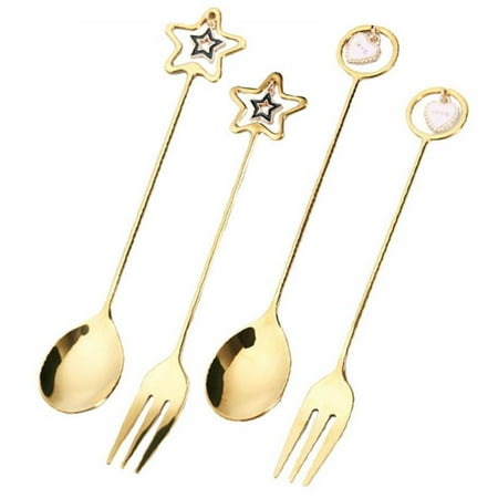 

304 Stainless Steel Pendant Star Fork Spoon Love Coffee Spoon Heart-shaped Fruit Spoon