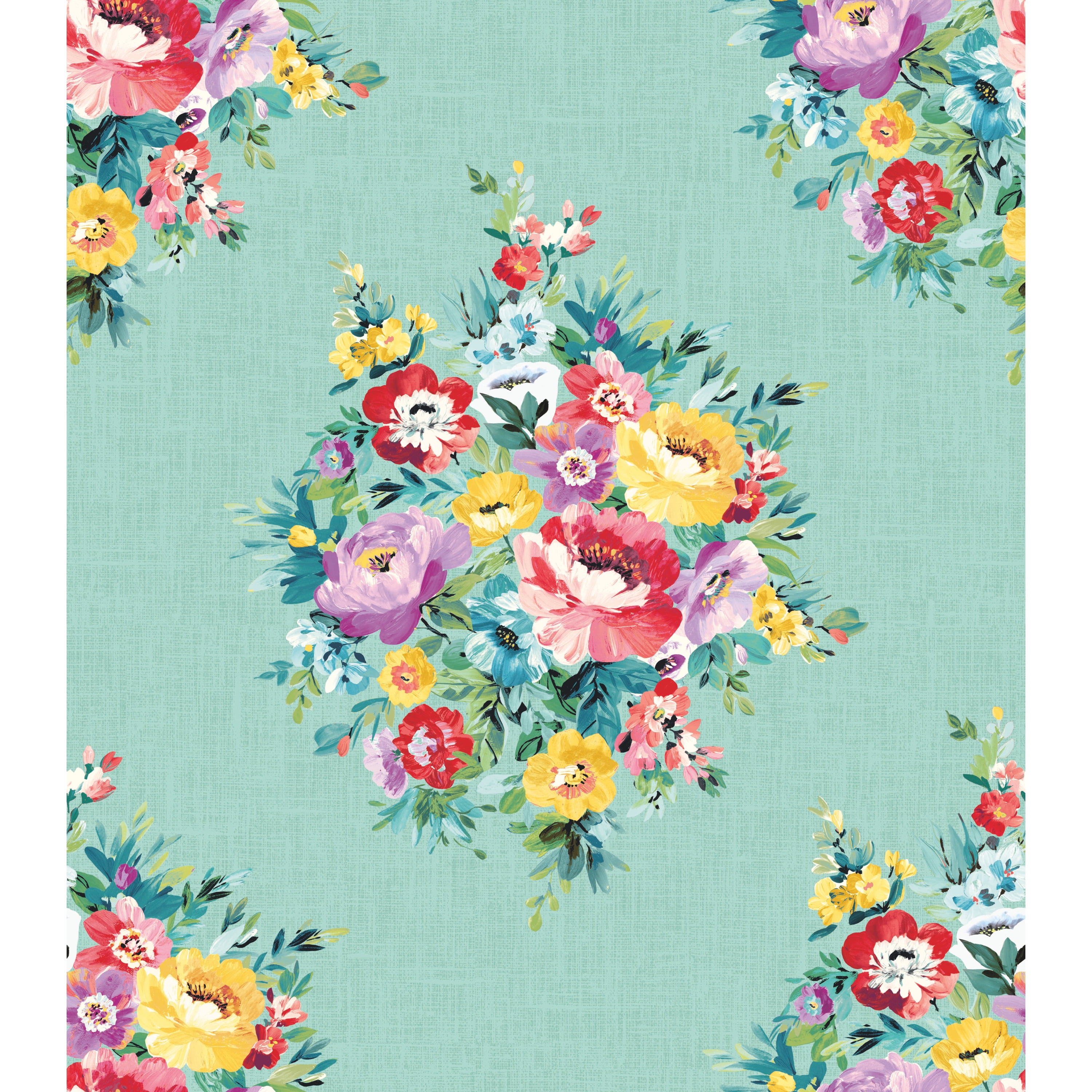 The Pioneer Woman Peel and Stick Wallpaper Blue Fiona Floral 18 X 1886   Walmartcom