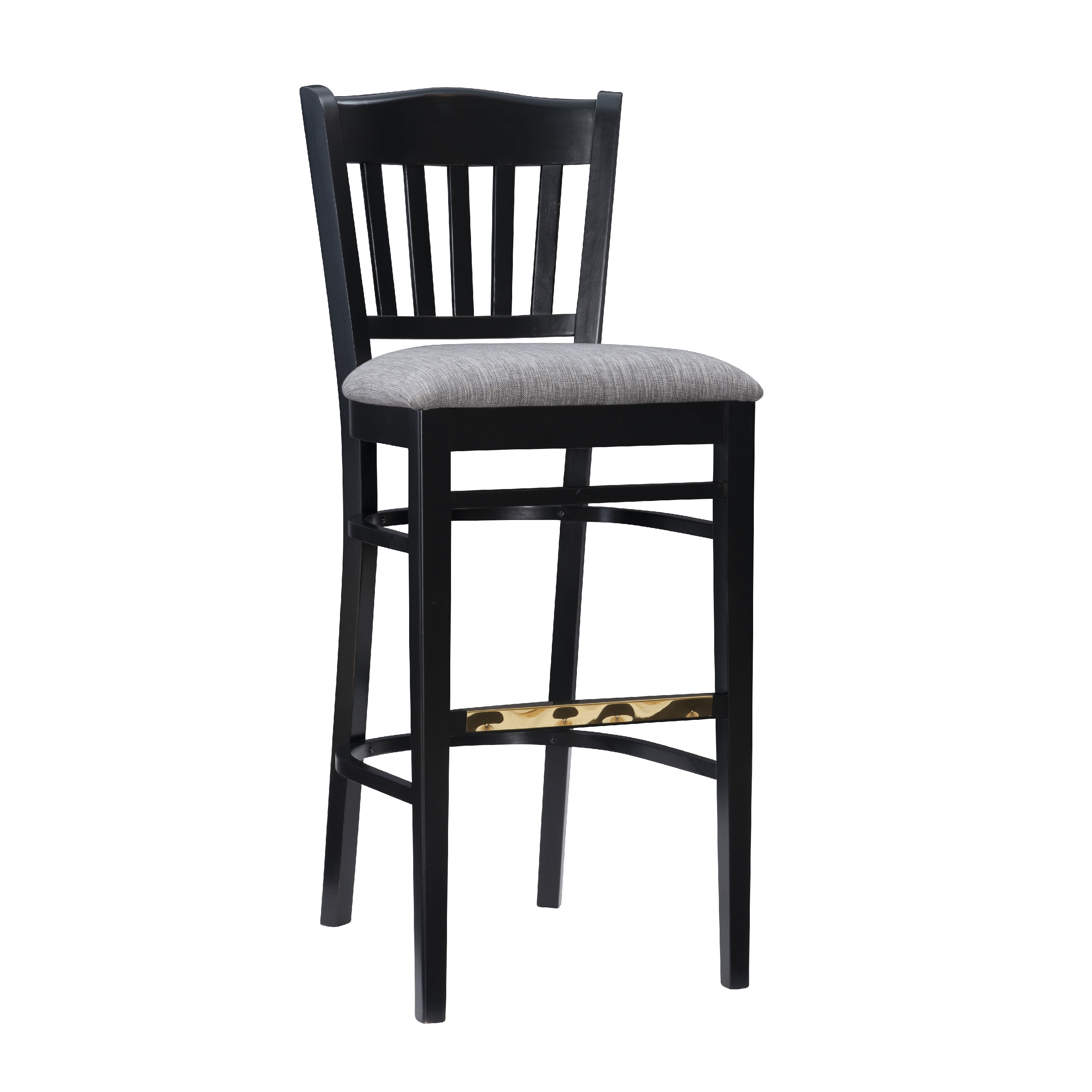 Linon Ashfield 30" Bar Stools, Black Finish with Black and Gray Fabric, Set of 2