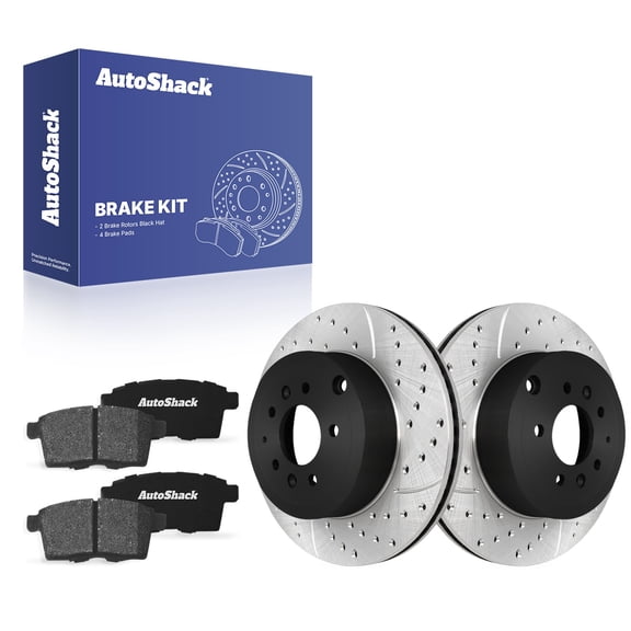 AutoShack Rear Vented Drilled & Slotted E-Coated Brake Rotors   Ceramic Pads 6-PC Brake Kit Replacement for 2007-2012 Mazda CX-7 ShadowGuard 11.88" (301.8 mm)