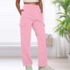 thumbnail image 5 of Pantalones casuales Cintura elástica Ajuste holgado Traje diario de talla grande para mujer Kuymtek Rosa T L para Mujer, 5 of 7