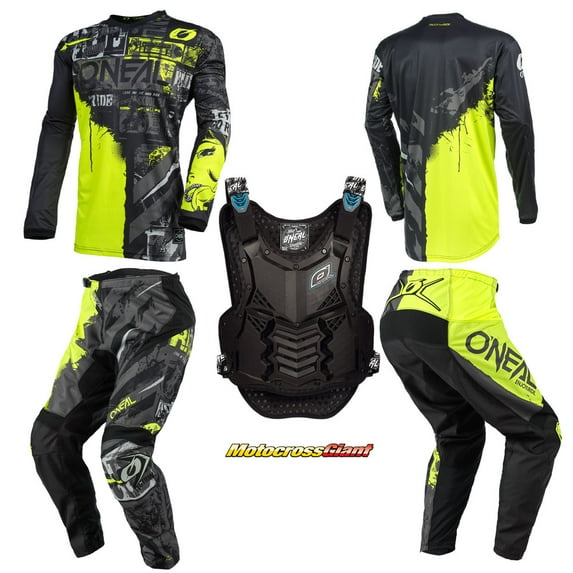 Oneal Element Ride Neon Jersey Pant Chest Protector Combo