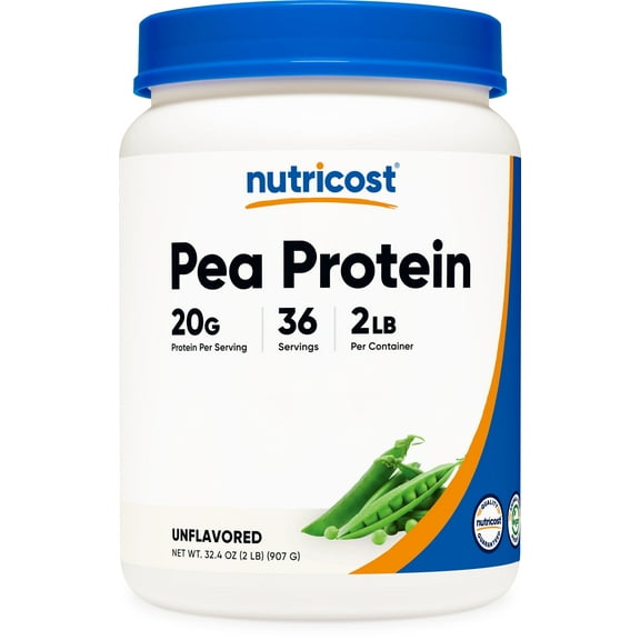 Nutricost Pea Protein Powder (2 LBS) Unflavored - 20g of Vegan Pea Protein Isolate, GMO-Free, Gluten-Free, 36 Servings