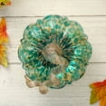 thumbnail image 4 of Glitzhome  Fall Harvest Hand Blown Glass Pumpkin for Thanksgiving blue and gold glitter, 4 of 5