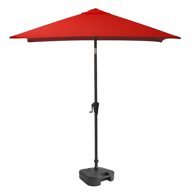 Parasol d'extérieur inclinable en tissu durable carré CorLiving de 6,5 pi x 6,5 pi avec cadre en acier et base remplissable