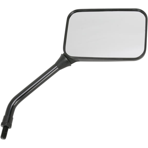 Emgo Universal Rectangular Side View Mirror, Right Side, Long Stem, Matte Black, 10mm Thread, 130mm x 85mm (20-78227)