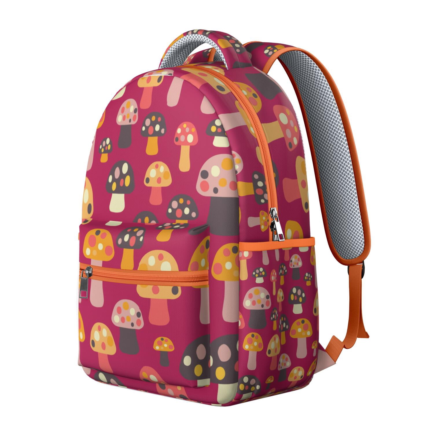 Gothic Mushroom Student Backpack - Vintage Magical Forest Design with Waterproof Exterior & Ergonomic Padded Straps