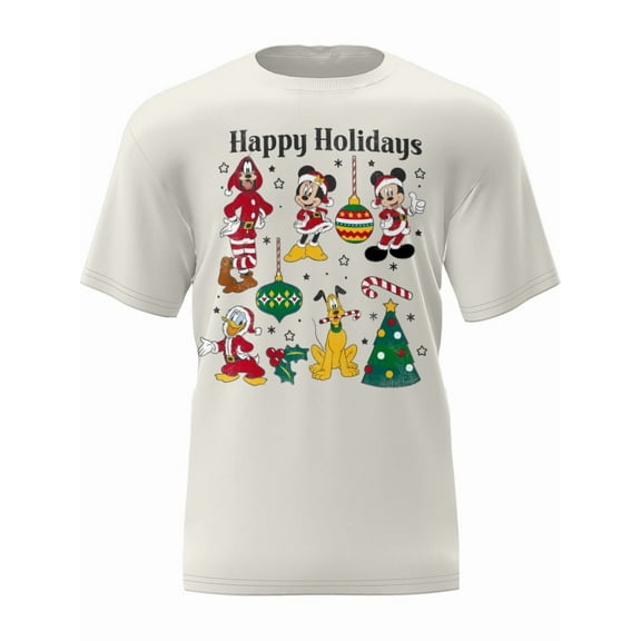 Disney Mickey and Friends Holiday Adult Unisex Tee Shirt, S - 2X