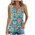 thumbnail image 2 of JTZGDY Tank Tops for Women Cute Summer Floral Print Sleeveless Ruched Pleated Keyhole Cutout Tunic Blouse Trendy Cozy Graphic Cami Shirts Mint Green XXL, 2 of 7