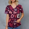 thumbnail image 4 of Valentine Day Scrub Tops for Women Love Heart Print Short Sleeve Cute Plus Size Workwear Nursing V Neck Medical Uniform with Pockets, 4 of 4