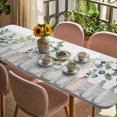 thumbnail image 3 of Bottles and Plants Table Cloths for 8 Foot Rectangle Tables, Country Leaves Farmhouse White Wooden Grain Patio Waterproof Elastic Fitted Tablecloths, Washable Rectangular Table Cover for Camping, 3 of 8