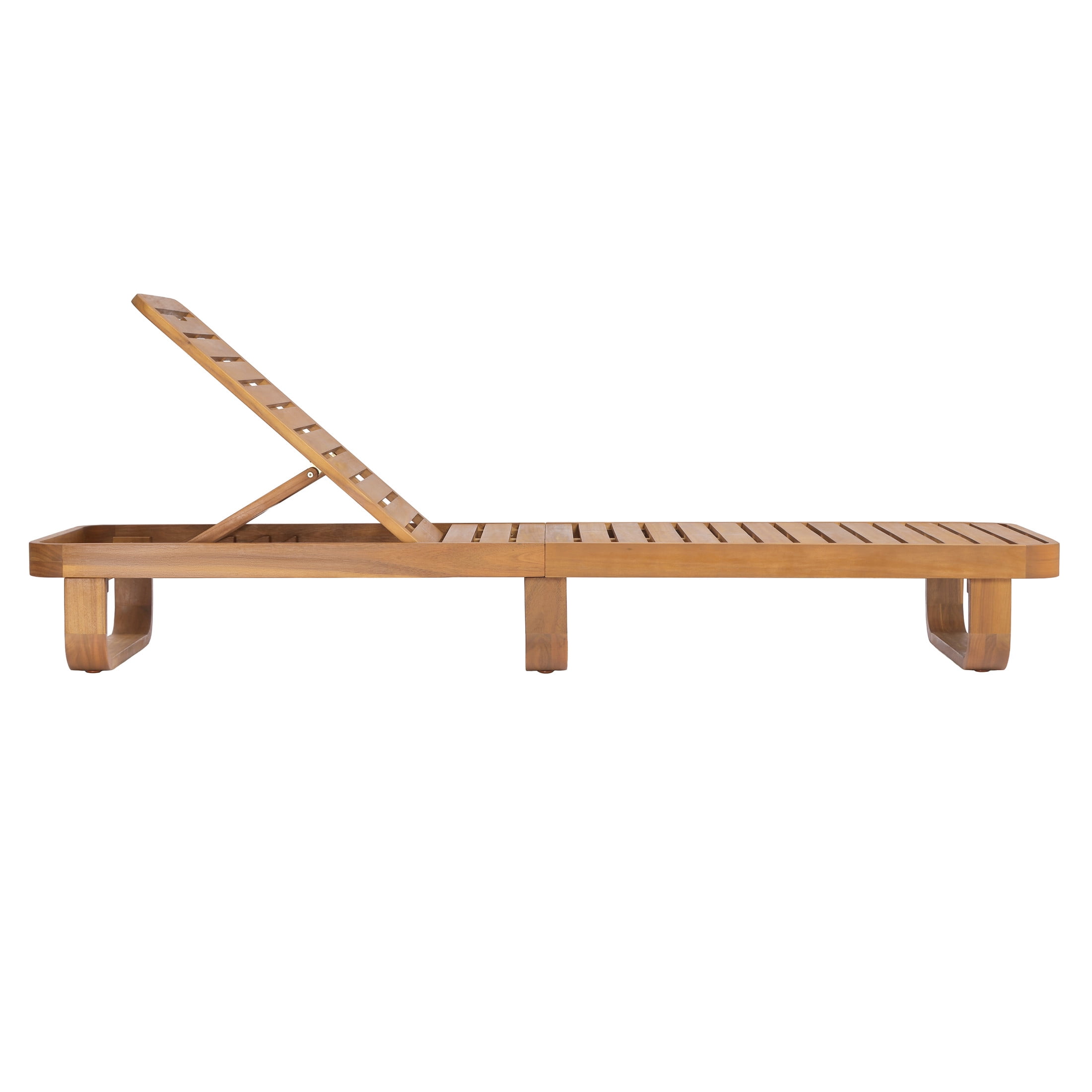 Christopher Knight Home Modern Acacia Wood Outdoor Chaise Lounge with Adjustable Backrest, Natural, Set of 4