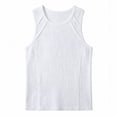 thumbnail image 3 of HappyYEE Men's Ribbed Tank Top, Wide Strap Sleeveless Knit Muscle Slim Fits Shirts, Fashion Workout Gym Tee White 3XL, 3 of 6