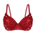 thumbnail image 3 of RUNQHUI Women's Sequins Glitter Beading Padded Bra Top Rave Party Club Belly Dancing Costume Red 36/80, 3 of 7