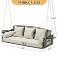 thumbnail image 2 of 3 Seat Porch Swing, Patio Swing Bench with Cup Holders & 3 Back Cushions, Swing Chair with Chains for Deck Garden Backyard,Beige, 2 of 7