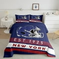 thumbnail image 2 of Erosebridal American Football City Bedding Twin Comforter Set,New York Print Down Comforter,Geometric Stripe Bedding Sets Twin with Comforter,Luxurious Bedroom Decoration Reversible，2 Pieces, 2 of 8