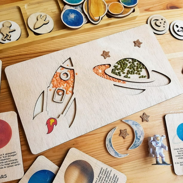 Aprendizaje temprano Juguete educativo Montessori Sensory Aids Tablero ocupado Accesorios de bricolaje Juego de cognición Bandeja sensorial para viaje Hugo tablero ocupado