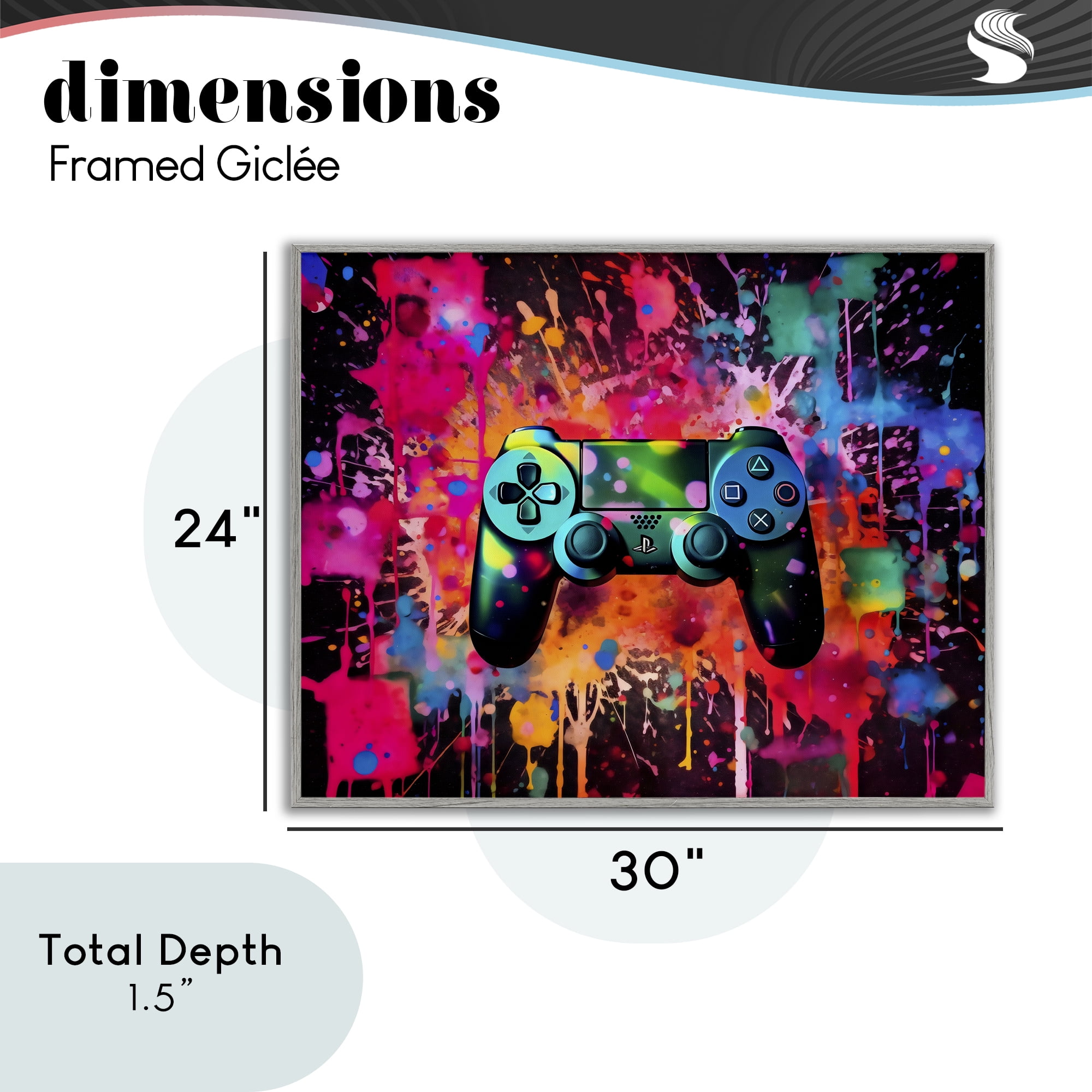 Stupell Industries Vibrant Gamepad Burst Gray Framed Giclee Art, design by Creative Studio