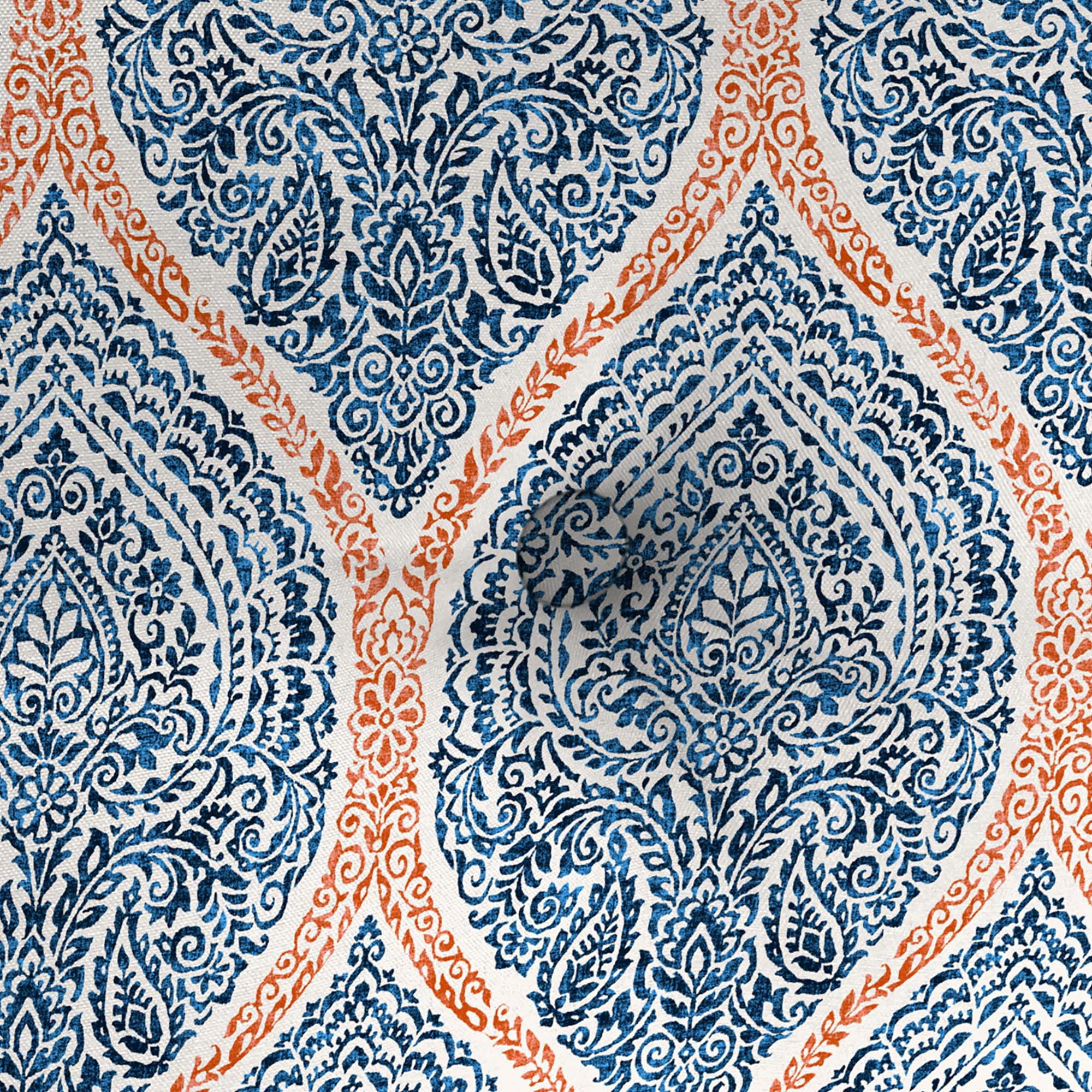 Jordan Manufacturing 23.5" x 24" Andorra Tiger Lily Navy Damask Square Tufted Outdoor Deep Seat Chair Back Cushion with Fabric Button