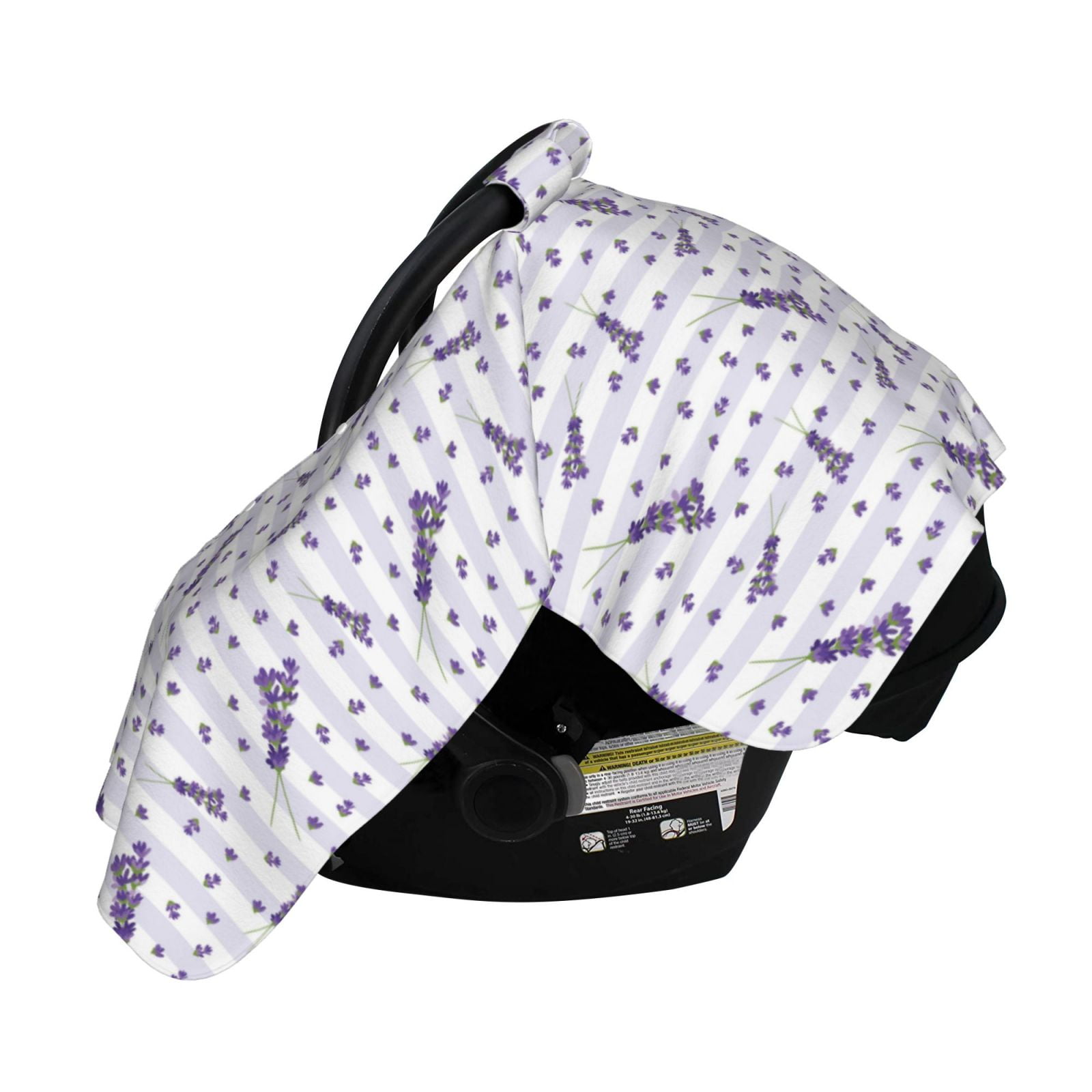 Naloa Lavender Flowers Baby Car Seat Cover, Breathable Baby Carrier Cover, Multiuse Baby Carrier Cover & Nursing Breastfeeding Cover